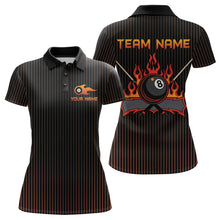 Load image into Gallery viewer, Custom Orange 8 Ball Flame Billiard Shirts for Women, Billiard Team Polo &amp; 1/4 Zip Shirts NNT62