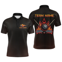 Load image into Gallery viewer, Custom Orange 8 Ball Flame Billiard Shirts for Men, Billiard Team Polo &amp; 1/4 Zip Shirts NNT62