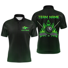 Load image into Gallery viewer, Custom Green 8 Ball Flame Billiard Shirts for Men, Billiard Team Polo &amp; 1/4 Zip Shirts NNT62