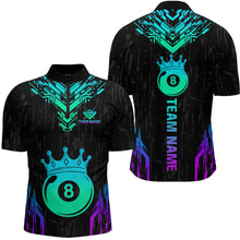 Load image into Gallery viewer, Custom Black Neon 8 Ball Crown Billiard Shirts for Men and Team Polo &amp; 1/4 Zip Shirts NNT48