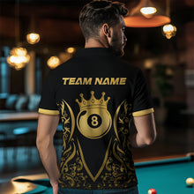 Load image into Gallery viewer, Custom Gold 8 Ball Crown Billiard Shirts for Men and Team Polo &amp; 1/4 Zip Shirts NNT49