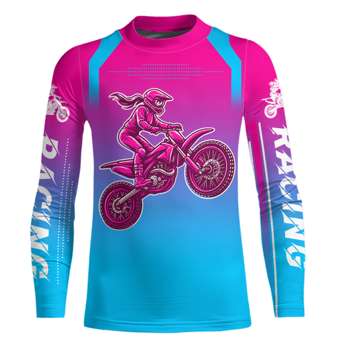 Girl Racing Jersey UPF30+ Youth MX Racing Dirt Bike Off-Road Shirt Biker Girl Women DNT67