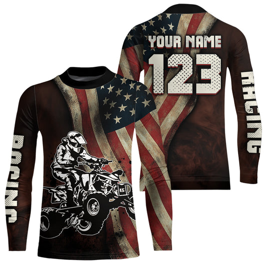 Custom US Flag ATV Motocross Quad Bike Jersey Racing Jersey Kid Adult UPF30+Off-Road Shirt ATV Shirt DNT13