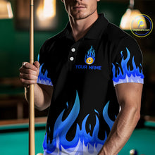 Load image into Gallery viewer, Custom 9 Ball Blue Flaming Billiard Shirts for Men Billiard Team Shirts Billiard League NNT73
