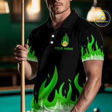Load image into Gallery viewer, Custom 9 Ball Green Flaming Billiard Shirts for Men Billiard Team Shirts Billiard League NNT73