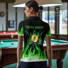 Load image into Gallery viewer, Custom 9 Ball Green Flaming Billiard Shirts for Women Billiard Team Shirts Billiard League NNT73