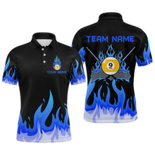 Load image into Gallery viewer, Custom 9 Ball Blue Flaming Billiard Shirts for Men Billiard Team Shirts Billiard League NNT73