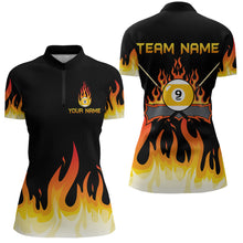Load image into Gallery viewer, Custom 9 Ball Orange Flaming Billiard Shirts for Women Billiard Team Shirts Billiard League NNT73