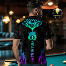 Load image into Gallery viewer, Custom Black 9 Ball Crown Neon Billiard Shirts for Men Billiard Team Shirts Billiard League NNT74