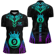 Load image into Gallery viewer, Custom Black 9 Ball Crown Neon Billiard Shirts for Women Billiard Team Shirts Billiard League NNT74