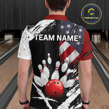 Load image into Gallery viewer, Custom US Flag Bowling Shirts for Men Polo &amp; Quarter-Zip Bowling Team Bowling League HNT83