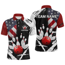 Load image into Gallery viewer, Custom US Flag Bowling Shirts for Men Polo &amp; Quarter-Zip Bowling Team Bowling League HNT83