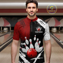 Load image into Gallery viewer, Custom Red Bowling Shirts for Men Polo &amp; Quarter-Zip Bowling Team Bowling League HNT83