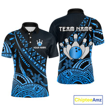 Load image into Gallery viewer, Blue Vintage Bowling Custom Men Bowling Shirt Polo &amp; Quarter-Zip Bowling Team Jerseys HNT69
