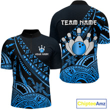 Load image into Gallery viewer, Blue Vintage Bowling Custom Men Bowling Shirt Polo &amp; Quarter-Zip Bowling Team Jerseys HNT69