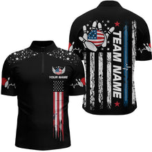 Load image into Gallery viewer, American Flag Bowling Custom Men Bowling Shirt Polo &amp; Quarter-Zip Bowling Team Jerseys HNT54