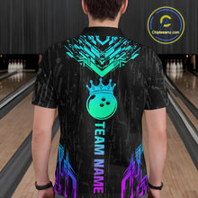 Load image into Gallery viewer, Custom Black Neon Crown Bowling Jersey for Men Bowling Uniform Polo &amp; 1/4 Zip Bowling Team Shirts HNT123