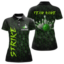 Load image into Gallery viewer, Custom Strike Green Bowling Women Bowling Shirt Polo &amp; Quarter-Zip Bowling Team Jerseys HNT79