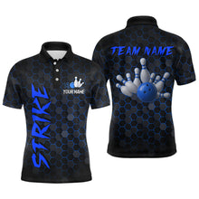 Load image into Gallery viewer, Custom Strike Blue Bowling Men Bowling Shirt Polo &amp; Quarter-Zip Bowling Team Jerseys HNT79