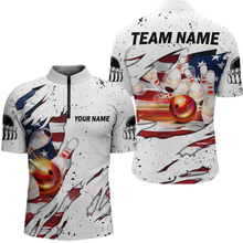 Load image into Gallery viewer, US Flag Bowling Shirt for Men 3D Custom Bowling Jersey Shirts Team Polo &amp; Quarter-Zip HNT19