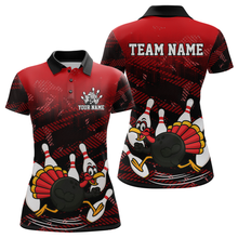 Load image into Gallery viewer, Custom Red Funny Turkey Bowling Jersey for Women Thanksgiving Bowling Team Shirts Polo &amp; 1/4 Zip HNT125