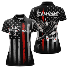Load image into Gallery viewer, Custom Red US Flag Eagle Bowling Jersey for Women Bowling Uniform Polo &amp; 1/4 Zip Bowling Team Shirts HNT119
