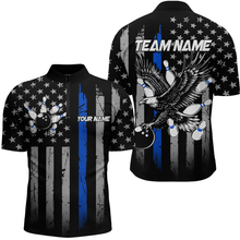 Load image into Gallery viewer, Custom Blue US Flag Eagle Bowling Jersey for Men Bowling Team Shirts Polo &amp; 1/4 Zip HNT119