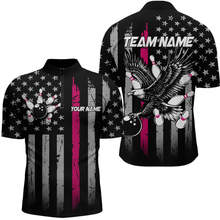 Load image into Gallery viewer, Custom Pink US Flag Eagle Bowling Jersey for Men Bowling Team Shirts Polo &amp; 1/4 Zip HNT119