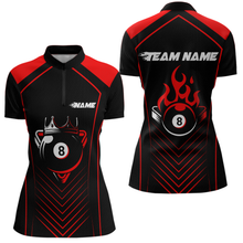 Load image into Gallery viewer, Customized Red 8 Ball Pool Crown Women's Billiard Shirts, Billiard Team Shirts Polo &amp; 1/4 Zip Shirts NNT37