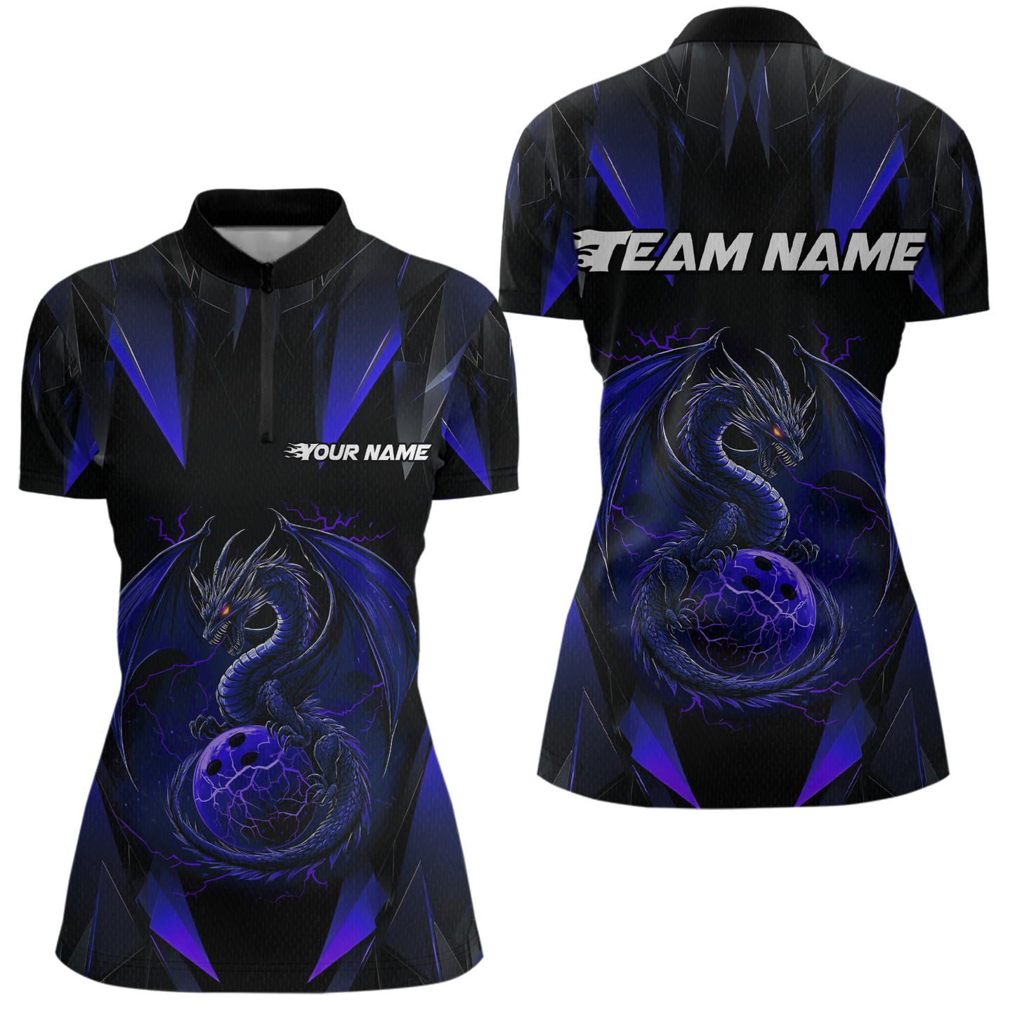 Blue Dragon Personalized Bowling Shirts For Women, Bowling Team Shirt Polo & Quarter-Zip HNT40