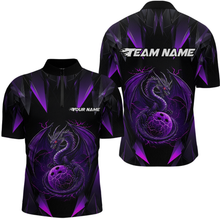 Load image into Gallery viewer, Purple Dragon Personalized Bowling Shirts For Men, Bowling Team Shirt Polo &amp; Quarter-Zip HNT40