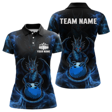 Load image into Gallery viewer, Blue Dragon Custom Name Bowling Shirts For Women, Bowling Team Jersey Polo &amp; Quarter-Zip Shirt HNT39