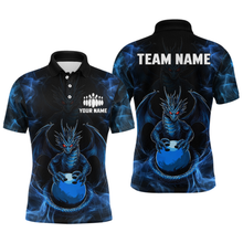 Load image into Gallery viewer, Blue Dragon Custom Name Bowling Shirts For Men, Bowling Team Jersey Polo &amp; Quarter-Zip Shirt HNT39