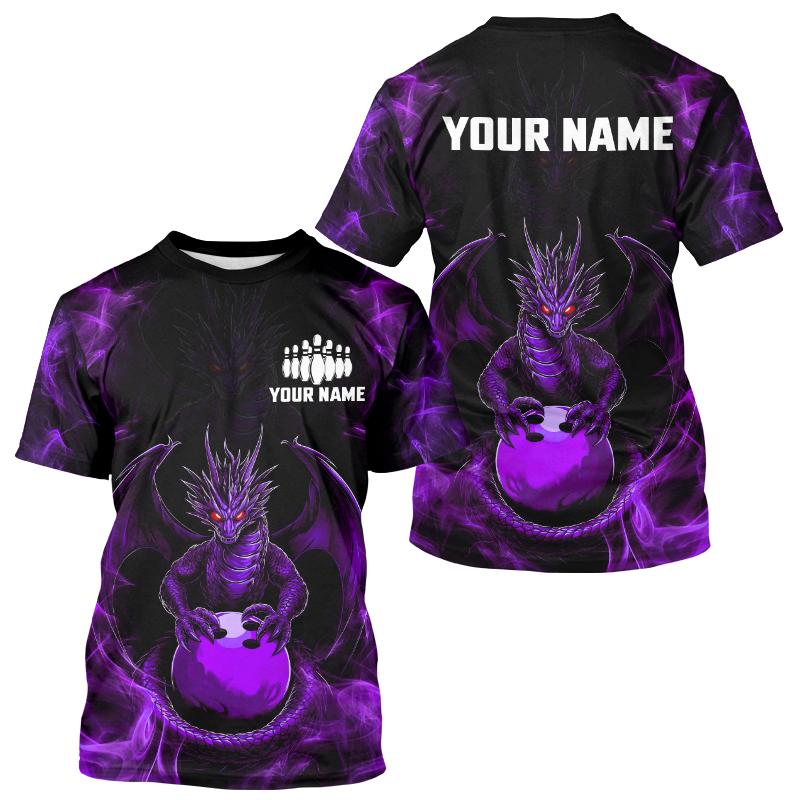 Purple Dragon Custom Name Bowling Shirts For Men, Bowling Team Shirt Bowling League HNT39
