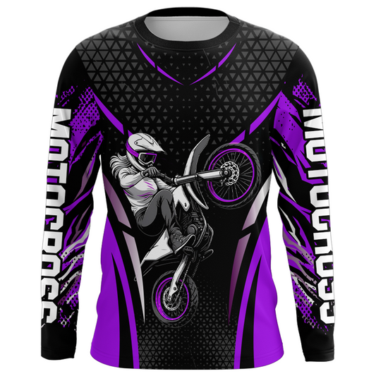 Custom Purple Racing Jersey UPF30+ Youth MX Racing Dirt Bike Off-Road Shirt Biker Girl Women DNT68