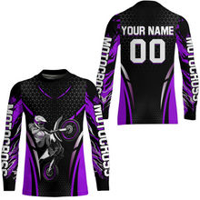 Load image into Gallery viewer, Custom Purple Racing Jersey UPF30+ Youth MX Racing Dirt Bike Off-Road Shirt Biker Girl Women DNT68