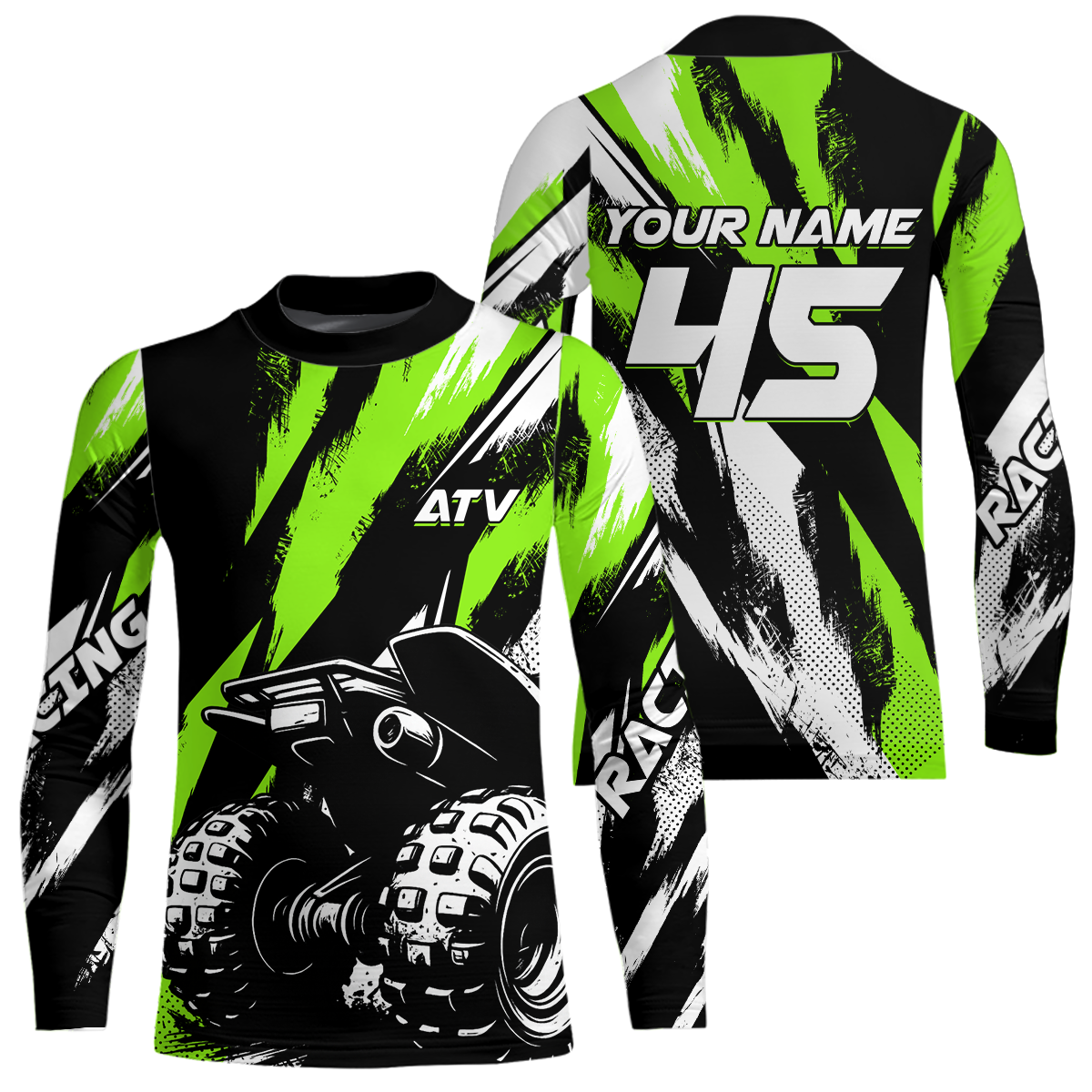 Custom Green ATV Motocross Jersey Racing Shirts UPF30+ Off-Road Jersey Kid Men Women DNT11