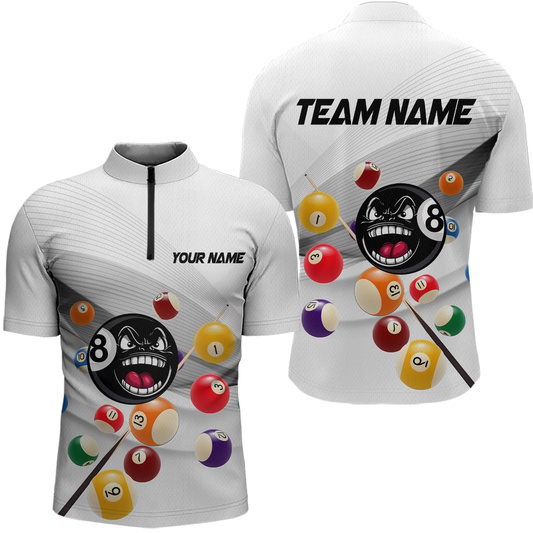 Billiard Jerseys Funny 8 Ball Billiard for Men Team Polo & 1/4 Zip Shirt Billiard Gifts NNT22