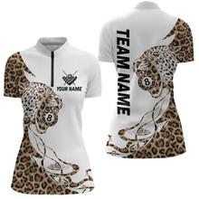 Load image into Gallery viewer, Personalized Leopard 8 Ball Billiard Shirts for Women Billiard Team Jersey Polo &amp; 1/4 Zip Shirts NNT66