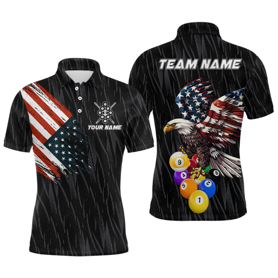 Custom 9 Ball American Flag Eagle Billiard Shirts for Men Billiard Team Shirts Billiard League NNT70