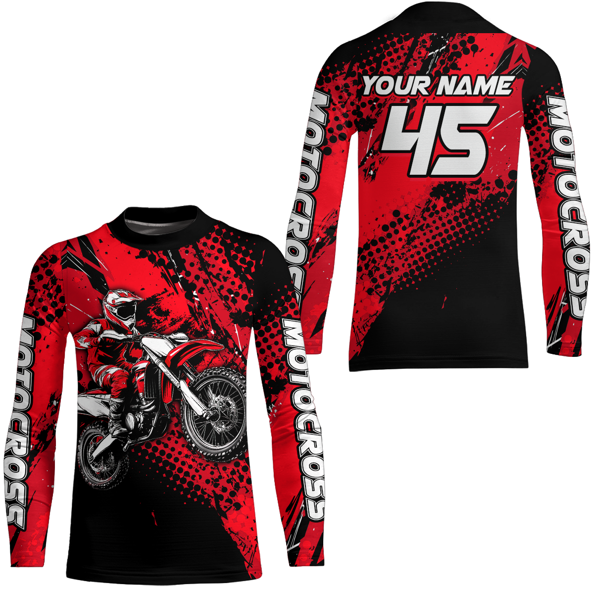 Red Youth Motocross Shirts Custom Racing Dirt Bike Jersey Kid Men Women UPF30+ DNT18