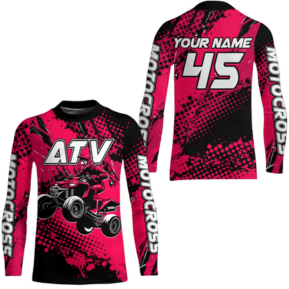 Custom Pink ATV Motocross Racing Jersey Kid Adult Quad Bike Jersey Off-Road Shirt UPF30+ ATV Shirt DNT12
