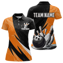 Load image into Gallery viewer, Custom Orange Bowling Custom Women Bowling Shirt Polo &amp; Quarter-Zip Bowling Team Jerseys HNT75