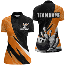 Load image into Gallery viewer, Custom Orange Bowling Custom Women Bowling Shirt Polo &amp; Quarter-Zip Bowling Team Jerseys HNT75