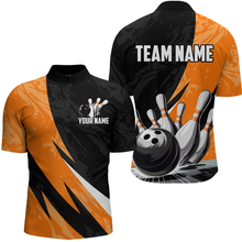Load image into Gallery viewer, Custom Orange Bowling Custom Men Bowling Shirt Polo &amp; Quarter-Zip Bowling Team Jerseys HNT75