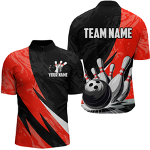 Load image into Gallery viewer, Custom Red Bowling Custom Men Bowling Shirt Polo &amp; Quarter-Zip Bowling Team Jerseys HNT75
