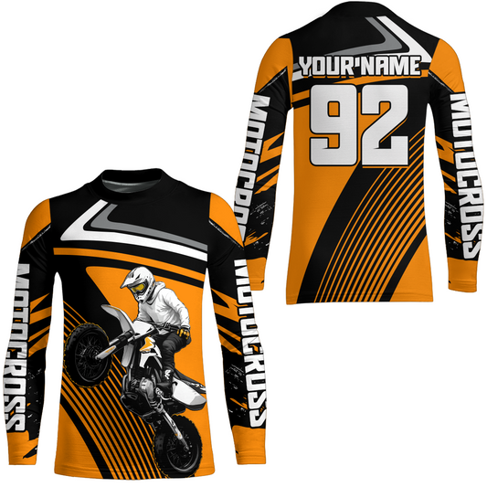 Custom Orange Youth Motocross Racing Jersey UPF30+ Motorcycle Shirt Dirt Bike Jersey Men Women DNT86
