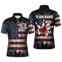 Load image into Gallery viewer, Custom US Flag Bowling Jersey for Men Bowling Team Shirts Bowling Uniform Polo &amp; 1/4 Zip HNT161
