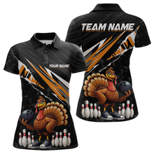 Load image into Gallery viewer, Custom Orange Funny Turkey Bowling Jersey for Women Thanksgiving Bowling Shirts Polo &amp; 1/4 Zip HNT117