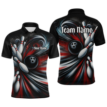 Load image into Gallery viewer, Custom Black Red Bowling Jersey for Men Custom Team Bowling Shirts Polo &amp; 1/4 Zip HNT120